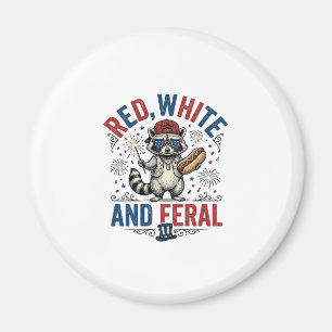 Rot Weiß und Wildes Patriotisches Waschbär-Shirt_1 Magnet