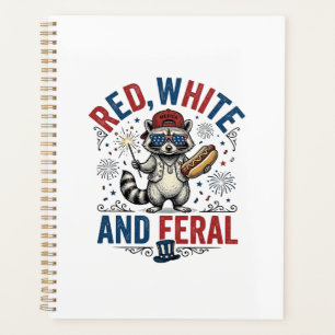 Rot Weiß und Wildes Patriotisches Waschbär-Shirt_1 Planer