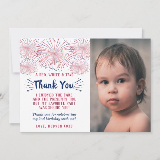 Rot, Weiß und zwei 4. Juli 2010 Foto Dankeskarte (Vorderseite)