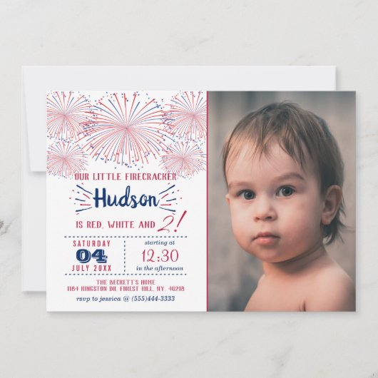 Rot, Weiß und Zwei! 4. Juli 2010 Foto Einladung (Vorderseite)