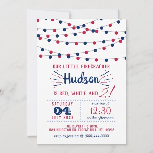 Rot, Weiß und Zwei! 4. Juli 2010 Party Einladung (Vorderseite)