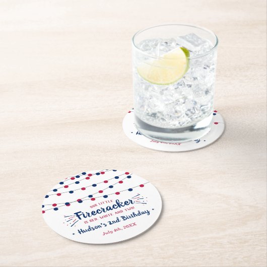 Rot, Weiß und Zwei! 4. Juli 2010 Party Runder Pappuntersetzer (Vor Ort)