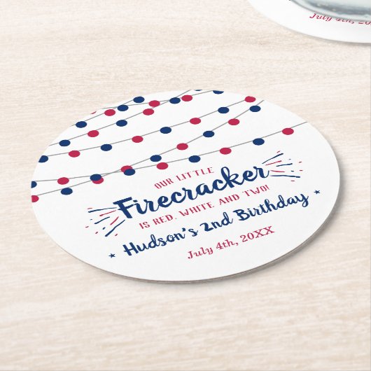 Rot, Weiß und Zwei! 4. Juli 2010 Party Runder Pappuntersetzer (Angewinkelt)