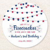 Rot, Weiß und Zwei! 4. Juli 2010 Party Runder Pappuntersetzer (Vorderseite)