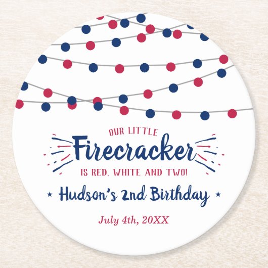 Rot, Weiß und Zwei! 4. Juli 2010 Party Runder Pappuntersetzer (Vorderseite)