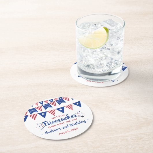 Rot, Weiß und Zwei! 4. Juli 2010 Party Runder Pappuntersetzer (Vor Ort)