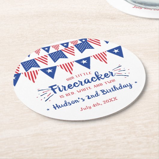 Rot, Weiß und Zwei! 4. Juli 2010 Party Runder Pappuntersetzer (Angewinkelt)