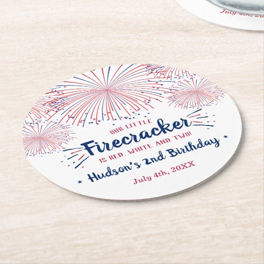 Rot, Weiß und Zwei! 4. Juli 2010 Party Runder Pappuntersetzer (Angewinkelt)