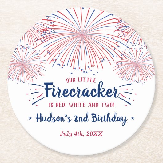 Rot, Weiß und Zwei! 4. Juli 2010 Party Runder Pappuntersetzer (Vorderseite)