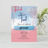 Rot weiß und zwei Geburtstage Einladung (Stehend Vorderseite)