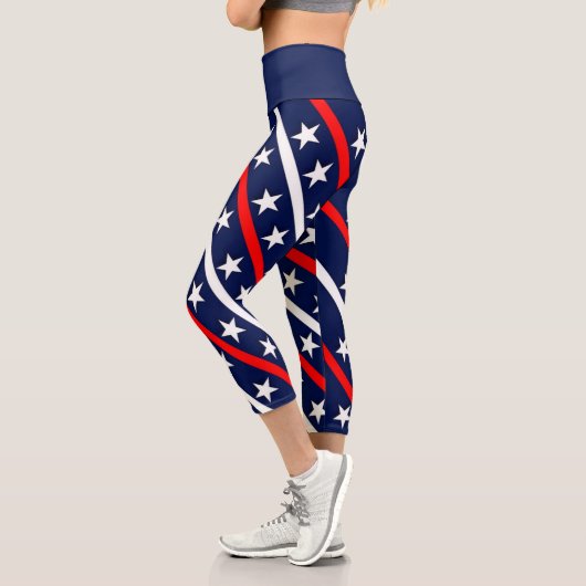 Rot-Weiß-US Flagge Capri Leggings (Links)