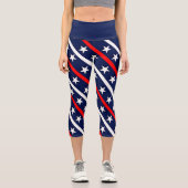 Rot-Weiß-US Flagge Capri Leggings (Vorderseite)