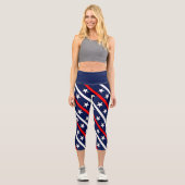 Rot-Weiß-US Flagge Capri Leggings (Vorderseite)