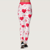 Rot-Weiß-Valentiner Baumstruktur Herz-Muster Leggings (Rückseite)