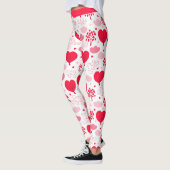 Rot-Weiß-Valentiner Baumstruktur Herz-Muster Leggings (Links)