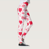 Rot-Weiß-Valentiner Baumstruktur Herz-Muster Leggings (Rechts)