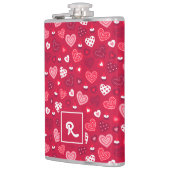 Rot-Weiß-Valentiner Herzmuster Flachmann (Links)