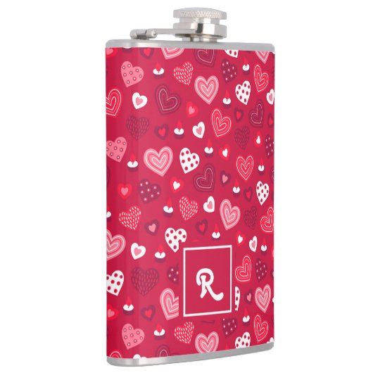 Rot-Weiß-Valentiner Herzmuster Flachmann (Rechts)