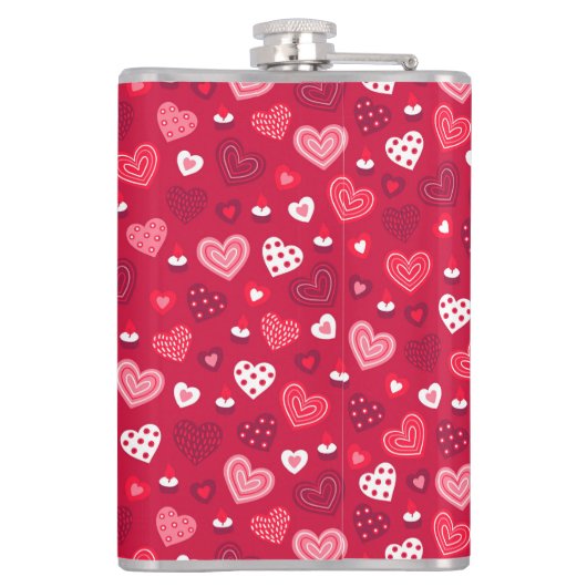 Rot-Weiß-Valentiner Herzmuster Flachmann (Rückseite)