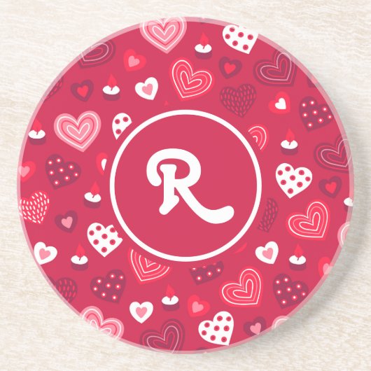 Rot-Weiß-Valentinin-Hörmuster Getränkeuntersetzer (Vorne)
