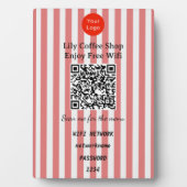 Rot-Weiß vertikal gestreifter QR-Code-Wifi-Sockel Fotoplatte (Vorderseite)