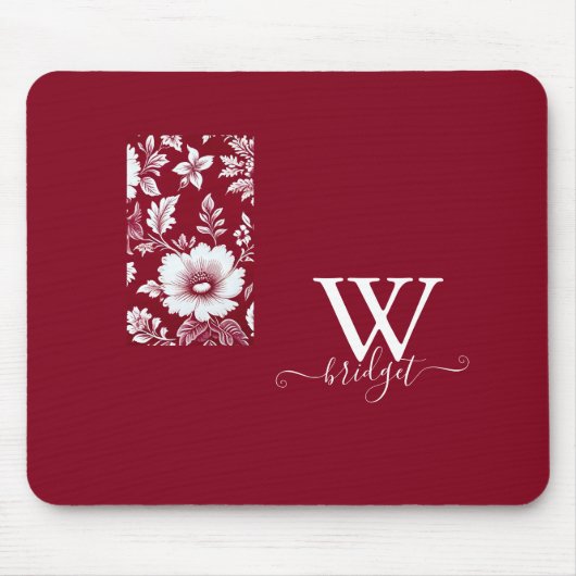 rot/weiß Vintag Moderne Blumen Mousepad (Vorne)