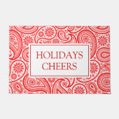 Rot-Weiß-Vintage Paisley-Muster Fußmatte (Vorderseite)