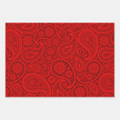 Rot-Weiß-Vintage Paisley-Muster Geschenkpapier Set (Vorderseite 3)