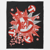 Rot-Weiß-Volleyball-Blowroom für Jungen Fleecedecke (Vorderseite)