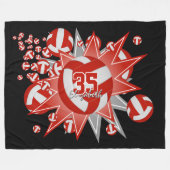 Rot-Weiß-Volleyball-Blowroom für Jungen Fleecedecke (Vorderseite (Horizontal))