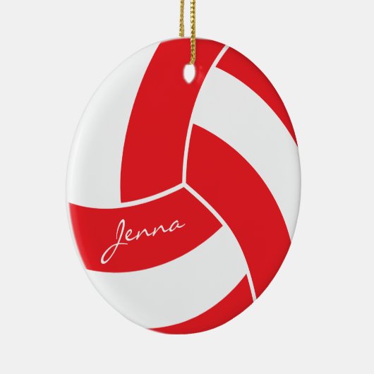Rot-Weiß-Volleyball Keramik Ornament (Rechts)