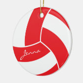 Rot-Weiß-Volleyball Keramik Ornament (Links)