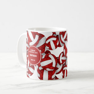 Rot-Weiß Volleyball-Mannschaftsfarben Trainername Kaffeetasse