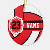 Rot-Weiß-Volleyball mit DIY-Text Keramik Ornament (Links)