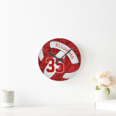 Rot-Weiß Volleyball-Team farbenfroh Mädchen sportl Runde Wanduhr (Zuhause)
