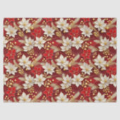 Rot-Weiß-Weihnachts-Blumenmuster#17 ID1009 Seidenpapier (Vorderseite)