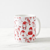 Rot-Weiß-Weihnachts-Gnom-Muster Kaffeetasse (VorderseiteRechts)