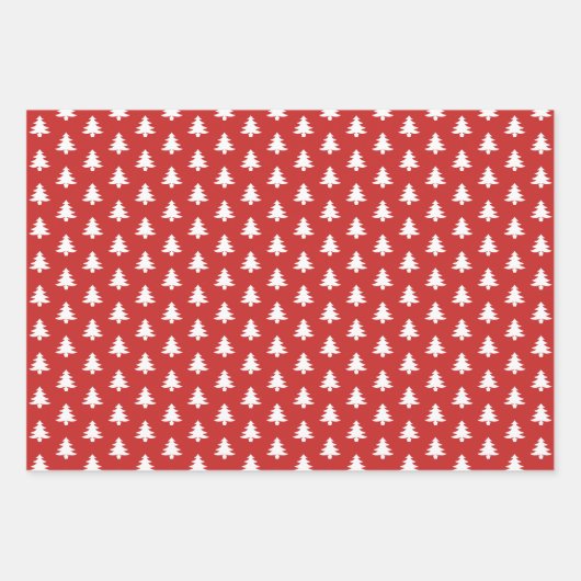Rot/Weiß Weihnachtsbaum Ikonisches Muster Geschenkpapier Set (Vorderseite 3)