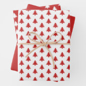 Rot/Weiß Weihnachtsbaum Ikonisches Muster Geschenkpapier Set (Beispiel)