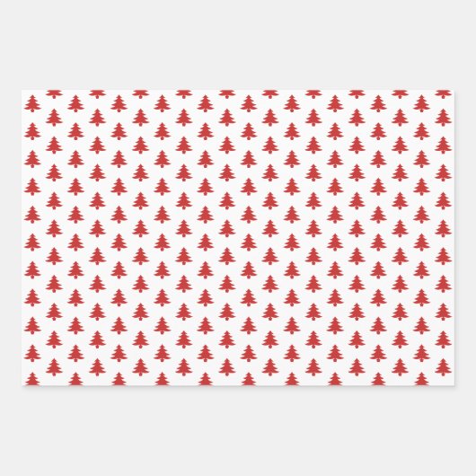 Rot/Weiß Weihnachtsbaum Ikonisches Muster Geschenkpapier Set (Vorderseite)