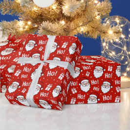 Rot-Weiß-Weihnachtsmann-Muster Geschenkpapier