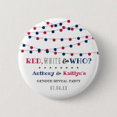 Rot, Weiß & Wer? 4. Juli Geschlechterenthüllungsfe Button (Vorderseite)