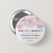 Rot, Weiß & Wer? 4. Juli Geschlechtsenthüllungsfei Button (Vorne & Hinten)