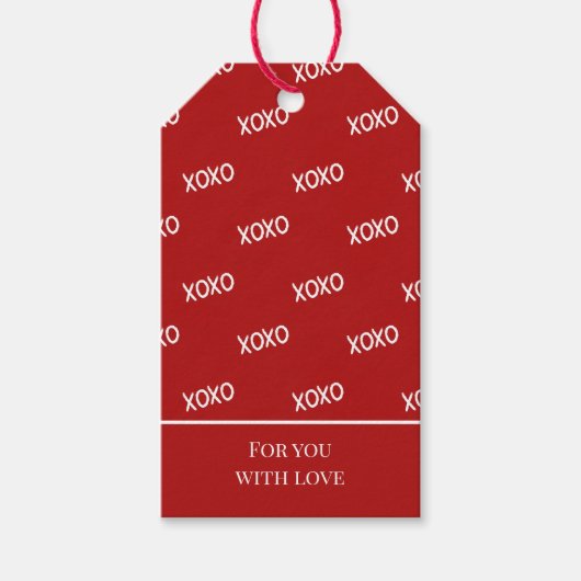 Rot Weiß XOXO Liebe Geschenkanhänger (Vorderseite)