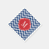 Rot-Weiß-Zickzack Monogramm Serviette (Ecke)