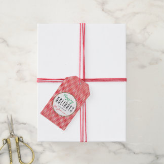 Rot-Weiß-Zickzack Personalisiertes Weihnachts-Foto Geschenkanhänger
