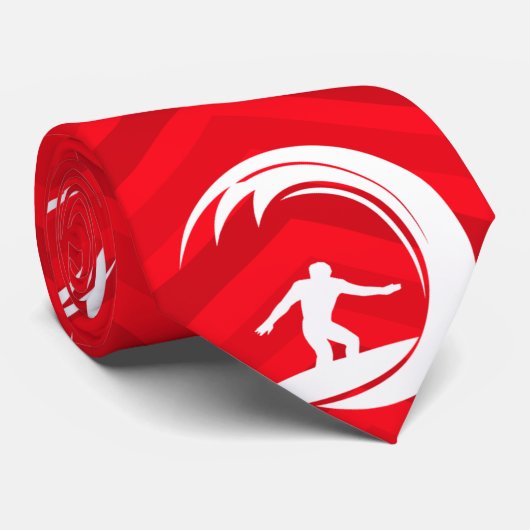 Rot, weiß, Zickzack, Surfen, Surfen Krawatte (Gerollt)