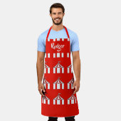 Rot-Weiß-Zirkuszelte Schürze (Getragen)