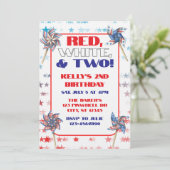 Rot, Weiß, & Zwei, 2. Geburtstag Einladung (Stehend Vorderseite)