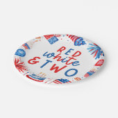 Rot, Weiß & Zwei 4. Juli 2010 Party Pappteller (Schrägansicht)